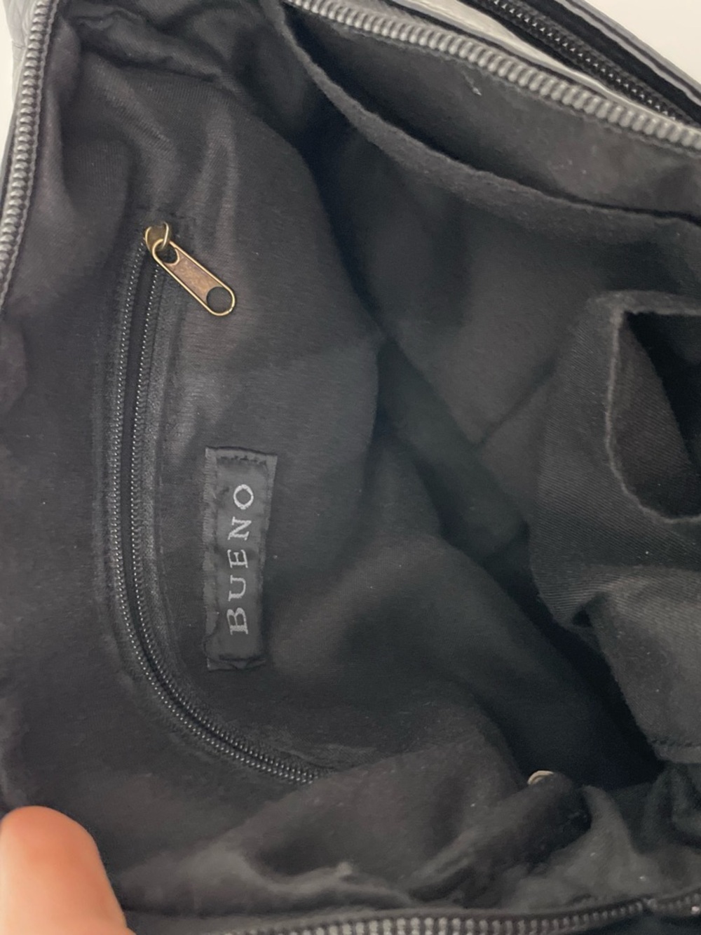 Bueno Black Leather Crossbody Purse Adjustable Strap - Picture 7 of 10